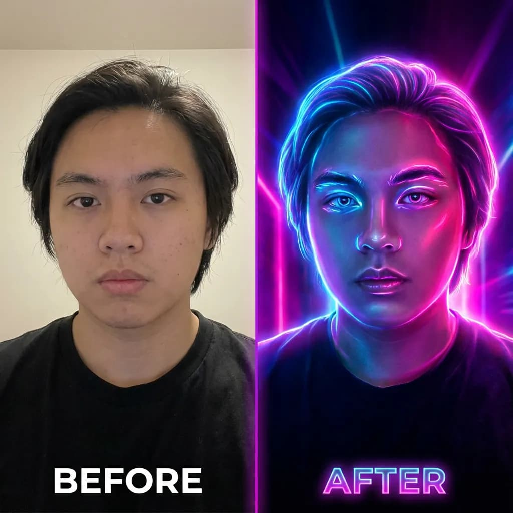 Neon Glow Effect - Vibrant Light Portrait - Preview